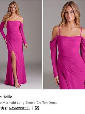 Azazie Fuchsia Off-Shoulder Mermaid Gown